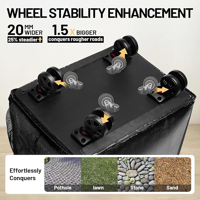 (Medium) Fanwoli Reusable Grocery Bag on Wheels with Upgraded Wrinkle-Resistant Fabric | Enhanced Stability Wheels & Extended Handle | Foldable Shopping Trolley for Laundry, Carries Up to 66 L