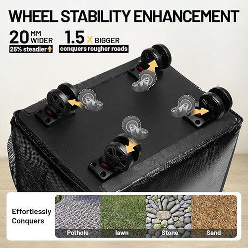 (Medium) Fanwoli Reusable Grocery Bag on Wheels with Upgraded Wrinkle-Resistant Fabric | Enhanced Stability Wheels & Extended Handle | Foldable Shopping Trolley for Laundry, Carries Up to 66 L