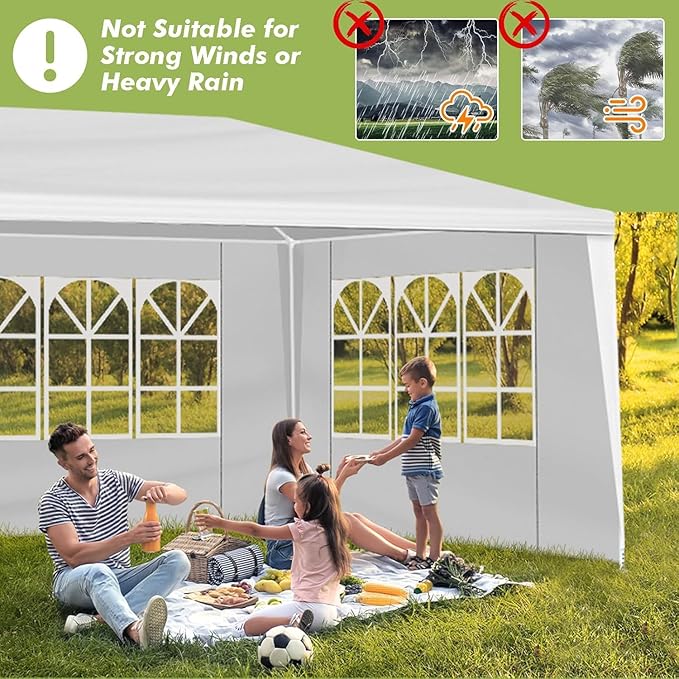 10x20 FT Party Tent, Outdoor Wedding Tents for Parties, Canopy Event Tent with 4 Removable Sidewalls, Waterproof Gazebo Shelter for Birthday Parties, Weddings, BBQs & Events (10X20FT-4Sides White)