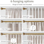 NICETOWN Boho Linen Curtains Jacquard Waffle Weave Pattern, Thick Window Treatments Privacy with Light Filtering Drapes for Living Room, W52 x L90, 2 Panels
