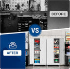 Metal Rolling Storage Cabinet-74.6” Tall Steel File Cabinets with Wheels Lockable Doors and Adjustable Shelves-White Steel Storage Cabinet for Home, School, Office, Garage