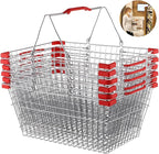 Metal Shopping Basket - 6 Pcs with Handles, Small Market Basket for Retail, Grocery, & Flea Markets