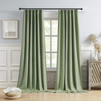 DUALIFE Sage Green Pinch Pleated Blackout Curtains 40 x 102 Inches Long, Back Tab Drapes for Living Room Bedroom Thermal Insulated Full Blackout Draperies with Hooks