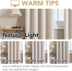 H.VERSAILTEX Linen Curtains 100% Blackout Curtains for Bedroom 63 inch Long Full Light Blocking Nature Linen Blended Window Curtains for Living Room Nickel Grommet (2 Panels, Heathered Natural)