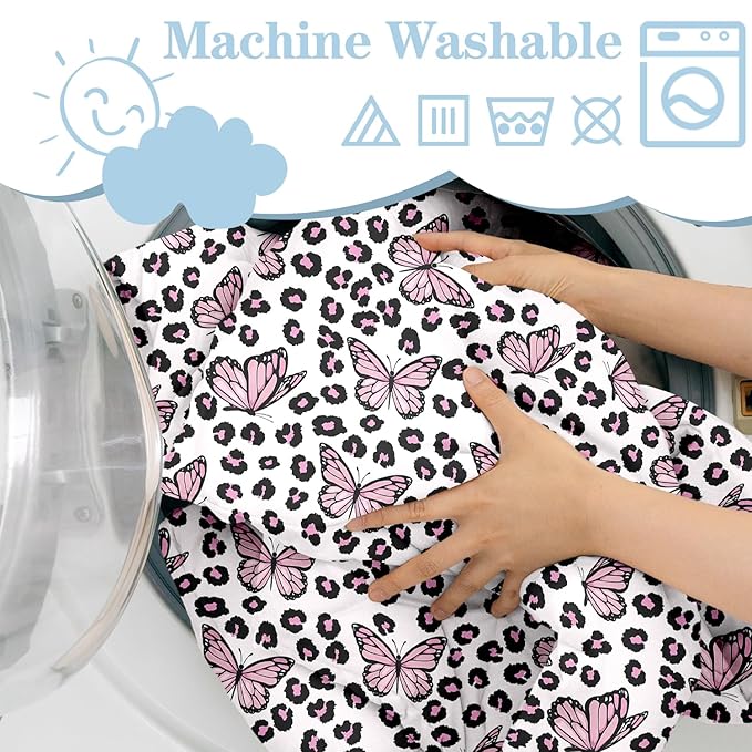 Shopping Cart Cover for Baby 2-in-1 High Chair Cover with Safety Harness Multifunctional Pink Butterfly Leopard Cart Covers for Babies Soft Padded Grocery Cart Cover for Baby Boy Girl
