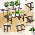Plant Stand Indoor Outdoor, 2-Tier Foldable Metal Ladder Plant Stands, Stackable Metal Plant Shelf Decorative Flower Pot Holder Display Rack for Garden Living Room Patio,Brown