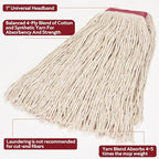 Matthew Cleaning 24oz 3Pack Cotton Floor Mop,Cotton Looped-Open String Heavy Duty String Refills, Universal Headband Blend Material,Mop Head Replacement for Home, Industrial and Commercial Use(White)