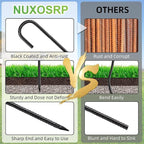 Black Rebar Stakes 12 inch (4pcs) - Heavy Duty 6mm Metal J Hook Ground Stakes,Galvanized Steel for Tent,Bounce House,Fence,Dog Coop,Artificial Turf,Outdoor Plants,Christmas & Holiday Decorations