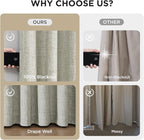 Joydeco Pinch Pleated Curtains - 100% Blackout for Bedroom, Light Beige Linen Curtains 40" W x 108" L, Thermal Insulated 2 Panels Light Blocking Drapes, Back Tabs for Living Room