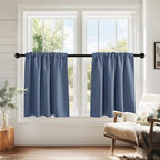 PONY DANCE Blue Haze Short Window Curtains for Kitchen 24 inch Long, 2 Panels Set Half Window Drapes for Bedroom Basement, Blackout Small Curtains for Travel Trailers, Width 29 x Length 24 inches