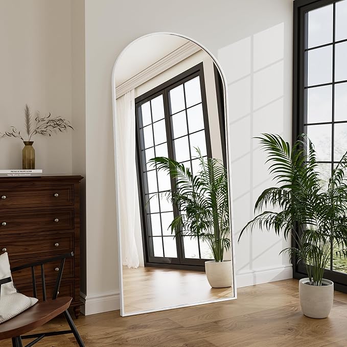 Large 76"x34" Arched Full Length Mirror White Floor &Standing for Bedroom&Living Room&Wall Mounted Mirror Full Body Mirrors Hanging or Leaning.