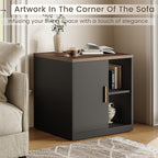 File Cabinet Under Desk Storage Cabinet with Door, Printer Stands with Open Adjustable Shelves, 23" Tall End Side Table for Office, Living Room, and Study, Black Walnut