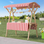 Outdoor Vendor Cart, Portable Cart with Canopy, Movable Stall Display Stand, Foldable Vending Stand Kiosk Display Trolley with Canopy, for Market, Street Food, Events(Red 2,120cm/47.2in)