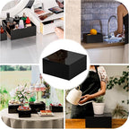 Acrylic Dessert Stand,Buffet Risers, Food Risers, Multi-Purpose Cake Stand for Parties, Weddings, Birthdays, Catering, Jewelry, and Collectibles Acrylic Cube Boxes Display(Black, 6"x7"x8")
