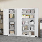 Greenvelly White Metal Cabinet, 72" H Steel Lockable Metal Storage Cabinet with 2 Doors and Adjustable Shelves,Tall Tool Organizer for Office,Home, Garage, Gym, School