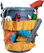 Trash Can Caddy Bag | Fits 32-55 Gallon Can | Brute & Uline Compatible | Heavy Duty Vinyl | Garbage Bin Apron | XL Commercial Size | Cleaning Caddy Organizer | Custodian & Janitorial Supplies (1 Pack)