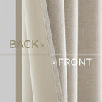 MIULEE 100% Blackout Linen Curtains for Bedroom Thermal Insulated Birch Grommet Room Darkening Curtains & Drapes for Living Room Nursery 52 x 108 Inch (2 Panels)