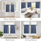 PONY DANCE Blue Haze Short Window Curtains for Kitchen 24 inch Long, 2 Panels Set Half Window Drapes for Bedroom Basement, Blackout Small Curtains for Travel Trailers, Width 29 x Length 24 inches