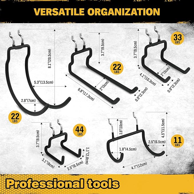 ELEAD 17PCS Pegboard Hooks with Peg-Board Bins Accessories: Heavy Duty Pegboard Drill Holder, Pegboard Accessories Organizer for Organizing Various Tools in Garage Home Craft Room