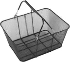 12Pcs Black Metal Shopping Basket with Handles, Portable Wire Shopping Basket, Black Wire Mesh shopping Basket Set for Supermarkets, Retail Stores.
