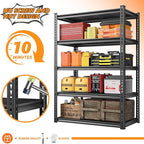 REIBII 72" Garage Shelving,Storage Shelves 2050LBS Heavy Duty Shelving, Adjustable 5-Tier Metal Shelves for Garage, Storage, Basement, Pantry, 72" H*31.5" W*16.5" D