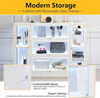 Display Cabinet with Acrylic Glass Doors,Extra Wide Curio Cabinet with LED Lighting for Collectibles, Collectibles Toy Organizers Rack & Display Shelf Display Case, White