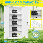 Pataku Metal Storage Cabinet, Garage Cabinet with Doors and Shelves Lockable Steel Multifunctional Cabinets, White File Cabinets for Home, Office, Garage, Warehouse