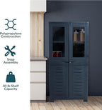 Sunnydaze Storage Cabinet with 2 Acrylic Glass Doors - Plastic Storage Cabinet - 48.75" H - Garage, Office, Home, Laundry Room