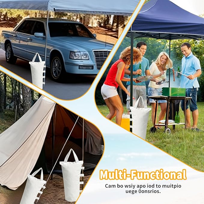 Extra Large Canopy Weights Bag Leg Weight for Pop up Canopy Tent Gazebo Patio Instant Outdoor Sun Shelter,120LBS Tent Weight Sand Bags (4Set White)