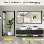 72x36 Inch Black Bathroom Mirror for Wall, Thick Metal Framed Rectangle Mirrors for Over Sink, Bedroom, Living Room, Entryway, Anti-Rust, HD Tempered Glass