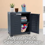 Sunnydaze Plastic Garage Storage Cabinet with Adjustable Shelf - 25.5" H - Garage, Office, Home, Laundry Room - Charcoal