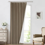 Vision Home Brown Pinch Pleated Full Blackout Curtains Linen Blended 60" Wide Thermal Insulated Window Panels 112 inch for Bedroom Living Room Darkening Pleat Drapes with Hooks Back Tab 60" Wx112 Lx1