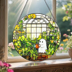 8'' Halloween Ghost Greenhouse Sun Catcher Ornament, Stained Glass Window Hanging, Sun Catchers for Windows Hanging Ornaments, Window Decor, Holiday Present, Ideal Gift | Plant Lovers Gifts