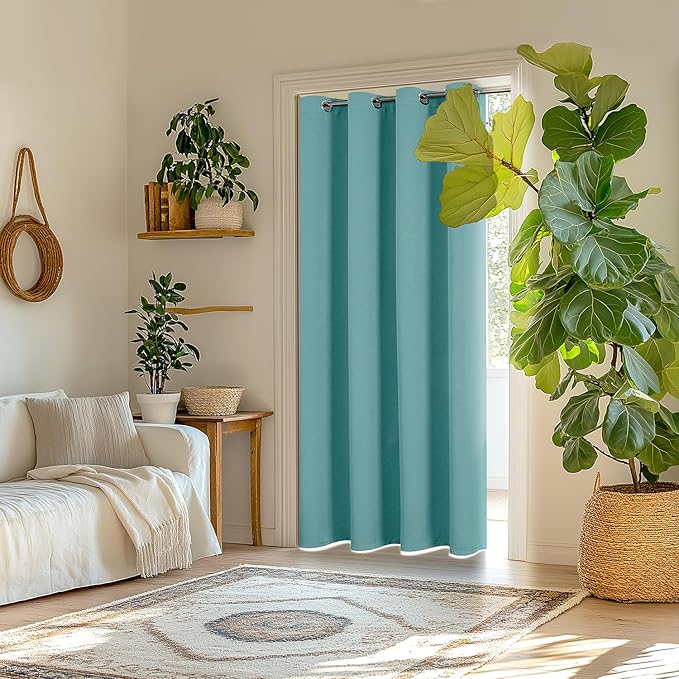 ChrisDowa Blackout Curtains 84 inches Long for Bedroom - Grommet Thermal Insulated Room Darkening Curtains for Living Room (1 Panel, Aqua, 42 x 84 Inch)