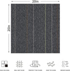 40 Tiles 20"x20" Carpet Tiles (107 sqft/Carton) - Non-Slip, Non-Adhesive, Padded Square Flooring for Home & Office - Easy DIY Installation, Seamless Look, Indoor & Outdoor Use