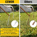 CEWOR 12 Pack 12 Inch Rebar Stakes, J Hook Heavy Duty Tent Stakes Metal Ground Stakes Galvanized Ground Anchors for Chain Link Fence, Trampoline, Camping, Canopy, Outdoor Decorations