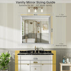 40x38 Inch Brushed Nickel Bathroom Mirror for Wall, Thick Metal Framed Rectangle Mirrors for Over Sink, Bedroom, Living Room, Entryway, Anti-Rust, HD Tempered Glass