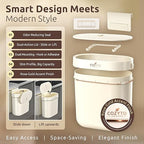 COZYTO EcoToss Exo Wall-Mounted Trash Can – White Pearl, Dual-Lid Slim Bin with No-Drill Mounting, Odor-Control Lid for Kitchen, Bathroom, RV, Small Spaces, 9.4L