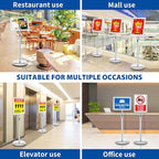 6Packs Floor Standing Sign Holder Stands for Display 8.5x11Inch Pedestal Poster Sign Stand, Adjustable Sign Holder Stand for Vertical & Horizontal View Sign Display Stand, Silver