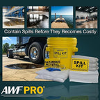 AWF PRO 20 Gallon Oil Only Spill Kit, 59 Pieces – 20 gal DOT Approved Drum, Socks, Pads & Pillows, & Accessories