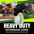 100ft Outdoor/Indoor Extension Cord 3-Outlet 12/3 Gauge Extra Heavy Duty ETL Listed, 3 Prong SJTW, Waterproof, Flexible Cold-Resistant Long Power Cord,15A 125V 1875W, Green by LifeSupplyUSA