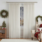 Vision Home Natural Pinch Pleated Semi Sheer Curtains Textured Linen Blended Light Filtering Window Curtains 90 inch for Living Room Bedroom Pinch Pleat Drapes with Hooks 2 Panels 42" Wx90 L