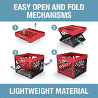 CleverMade Collapsible Milk Crate, Red, 1PK - 25L (6 Gal) Stackable Storage Bins, Holds 50lbs Per Bin - Clevercrates are Heavy Duty, Plastic Collapsible Storage Crate for Multi Purposes