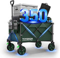 VIVOSUN Collapsible Folding Wagon, 350 lb Load-Bearing Outdoor Utility Cart with Silent Universal Wheels, Cup Holders &Side Pockets, Adjustable Handle, for Camping, Garden, Sports, Picnic, Shopping