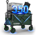 VIVOSUN Collapsible Folding Wagon, 350 lb Load-Bearing Outdoor Utility Cart with Silent Universal Wheels, Cup Holders &Side Pockets, Adjustable Handle, for Camping, Garden, Sports, Picnic, Shopping