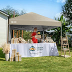 CROWN SHADES 8x8 Pop Up Canopy with 1 Side Wall - Beach Tent with One Push Setup - Outdoor Sun Shade for Events, Parties, Camping - Gazebo with STO-N-Go Cover Bag (Beige)