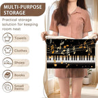 Piano Keyboard Pattern Storage Basket Large 17x11.5x10.5 Inche-Collapsible Fabric Organizer Bin with Handles for Music Room, Nursery, Toys-Foldable Decorative Hamper with Black White Keys-Single Pack