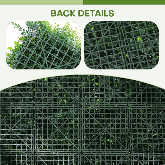 Artifical Grass Wall Backdrop 16PCS 10"x10 Boxwood Panels Grass Boxwood Hedge Wall Greenery UV Protected 11 Sqft Artificial Grass Wall Decor for Party Wedding Backyard Indoor Outdoor（1PACK 40"x40"）