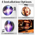 P2.5 Round LED Sign Programmable, Wall Mount Single-Sided Custom Digital Display Screen app Control, Image, Video Signage Panel Board for Outdoor Business Store Advertising 20" White