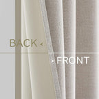 MIULEE 100% Blackout Linen Textured Curtains for Bedroom Solid Thermal Insulated Ivory Grommet Room Darkening Curtains & Drapes Luxury Decor for Living Room Nursery 52 x 96 Inch (2 Panels)
